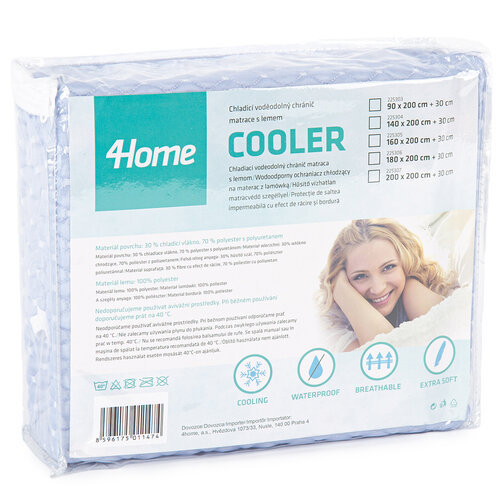 4Home Wodoodporny ochraniacz chłodzący na materac z lamówką Cooler, 180 x 200 cm + 30 cm