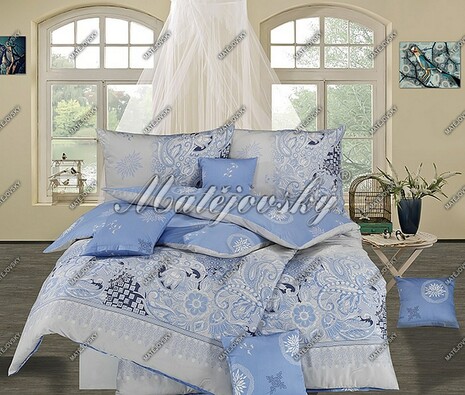 Matějoský bavlnené obliečky Afrodita modrá, 140 x 200 cm, 70 x 90 cm