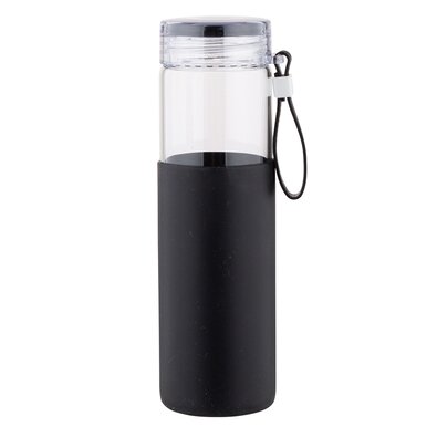 Altom Üveg vizes palack szilikonhuzatban 500 ml, fekete
