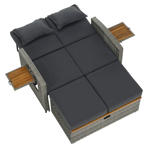 Ogrodowa sofa rattanowa MALORY, szara/naturalna