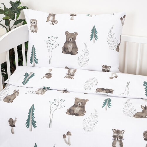 Lenjerie de bumbac pentru pătuț 4Home ForestFriends, 100 x 135 cm, 40 x 60 cm