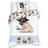 Pościel bawełniana Mops Mały bohater, 140 x 200 cm, 70 x 90 cm