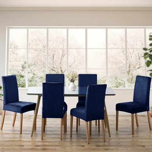 Restilo Napinac za stol Sento indigo, 48 x 48 x 58+ 10 cm, komplet 6 kosov