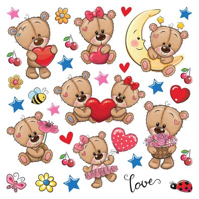Samolepilne dekoracije Medvedki, 30 x 30 cm