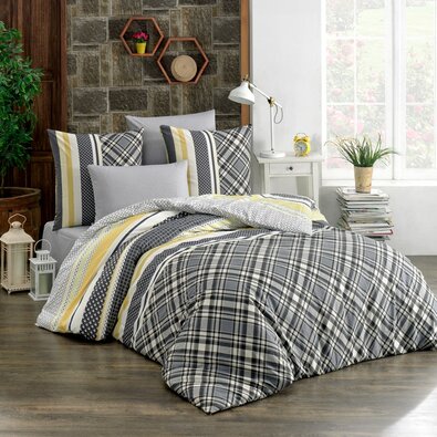 BedTex Bombažno posteljnino Artemis gorčična, 220x 200 cm, 2 kos 70 x 90 cm