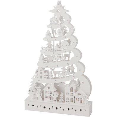 Vianočný svietiaci strom, 45 x 6 x 27 cm, 15 LED, drevo