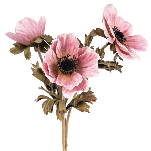 Umetna cvetlica Anemónka starorůžová, 3 květy, 56x 17 cm