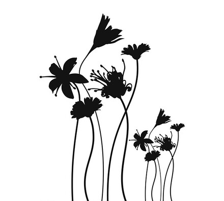 Samolepící dekorace Černobílé květiny