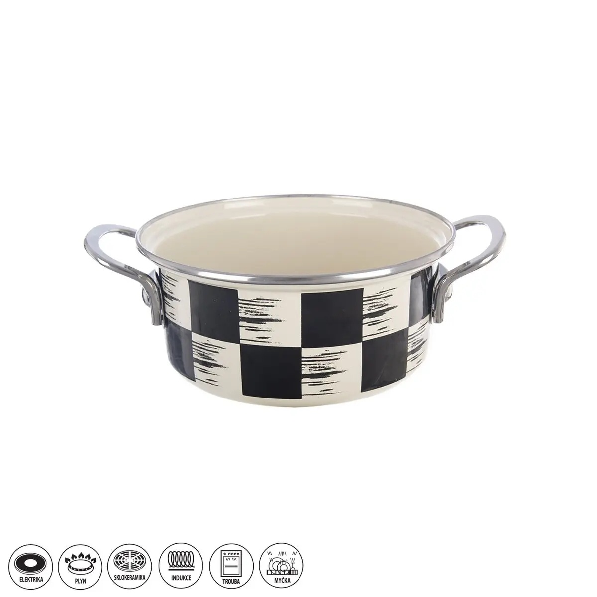 Orion Zománc lábas Chessboard Lem , 1,6 l, átmérő18 cm