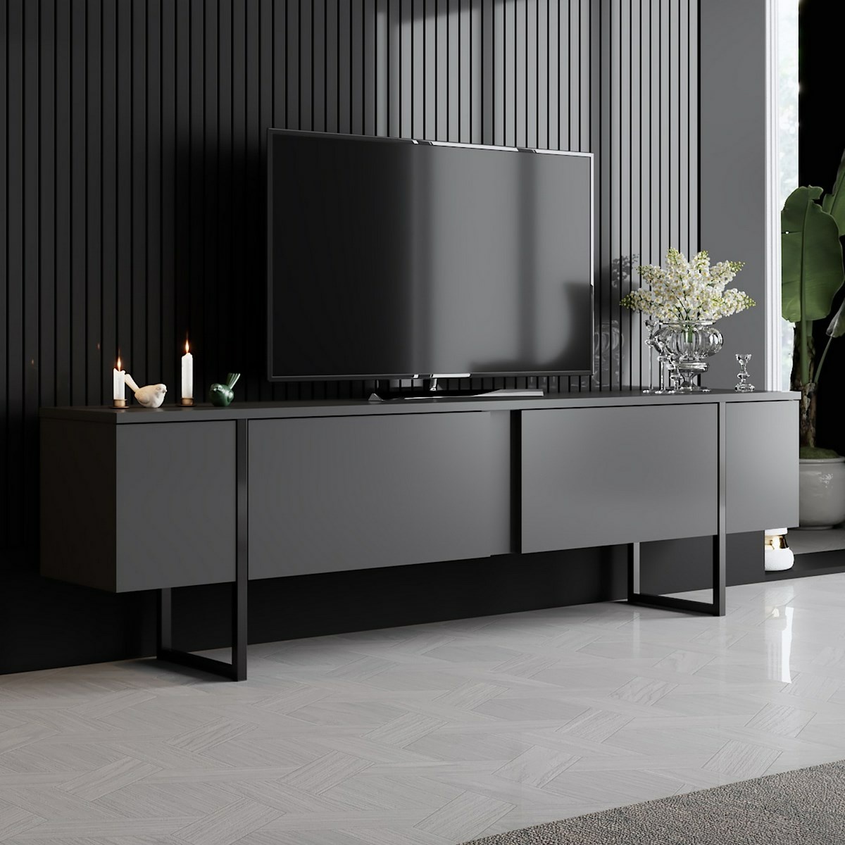 Televízny stolík Luxe Anthracite and Black