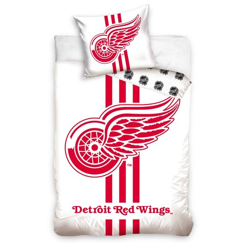 Lenjerie de pat NHL Detroit Red Wings White, din bumbac, 140 x 200 cm, 70 x 90 cm