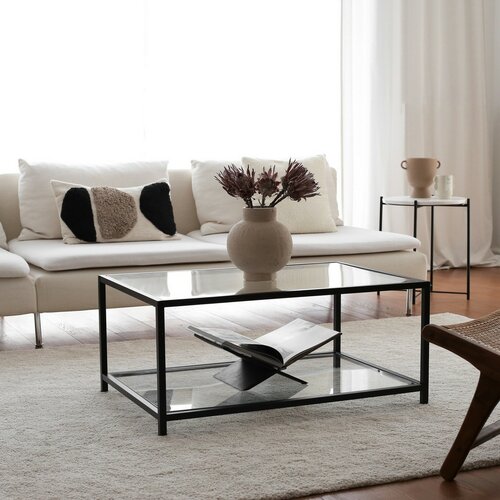 Couchtisch Astra Black mit dunklem Glas