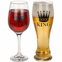 Üvegpoharak pároknak King és Queen, 600 ml és 430 ml