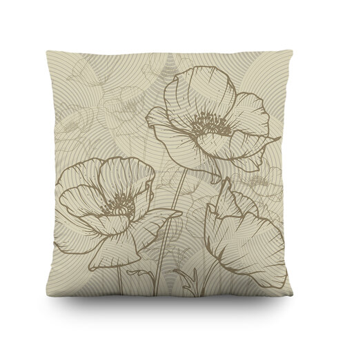 Pernă Poppies bej, 45 x 45 cm