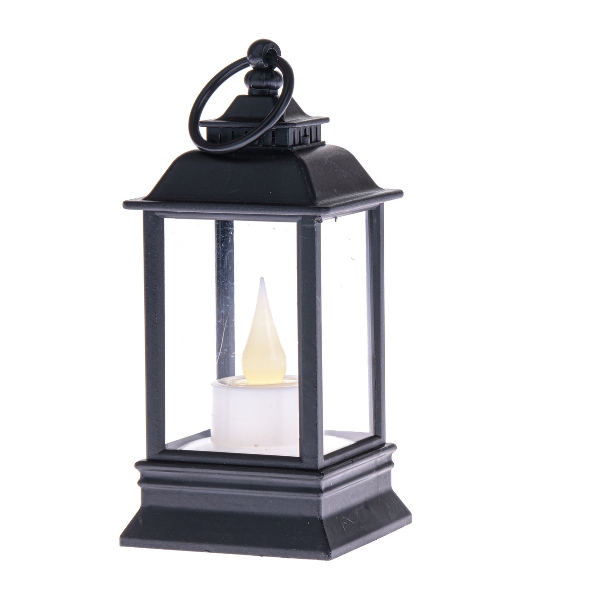 Lámpás LED gyertyával Cremona fekete, 6 x 13 cm