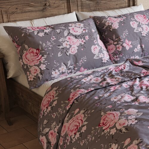 Lenjerie de pat din bumbac Kvalitex Provence Beatrice gri, 140 x 200 cm, 70 x 90 cm