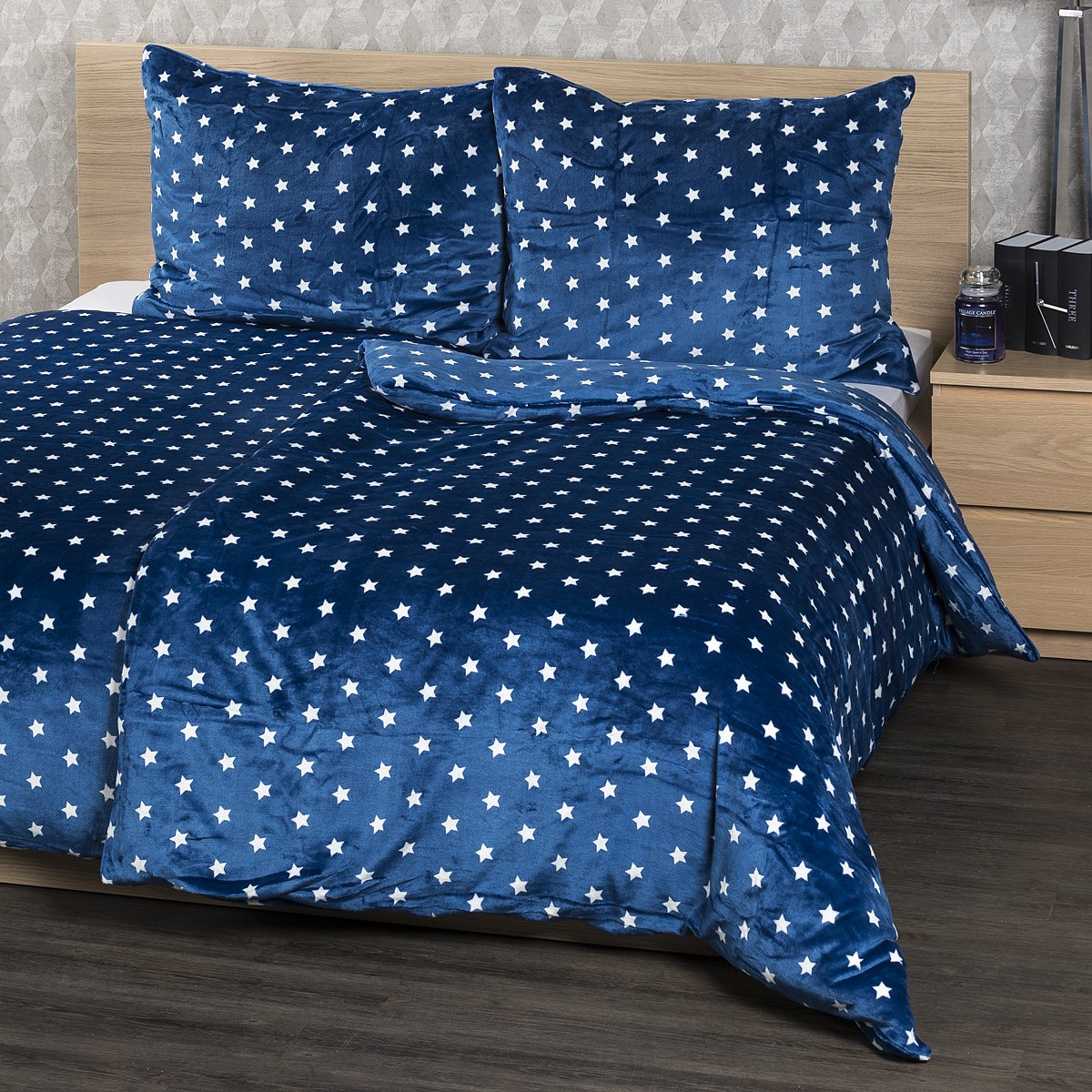 4Home povlečení mikroflanel Stars modrá, 140 x 220 cm, 70 x 90 cm, 140 x 220 cm, 70 x 90 cm