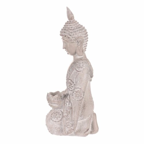 Dekorace soška Buddha klečící, šedá, polyresin, 25 x 24 x 57 cm