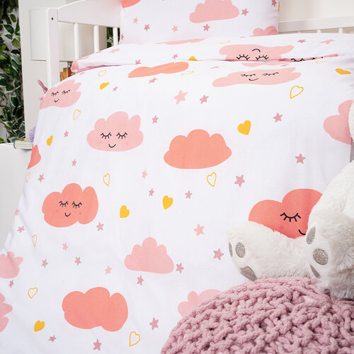 4Home Kinderbettlaken aus Baumwolle Pink Clouds, 100 x 135 cm, 40 x 60 cm