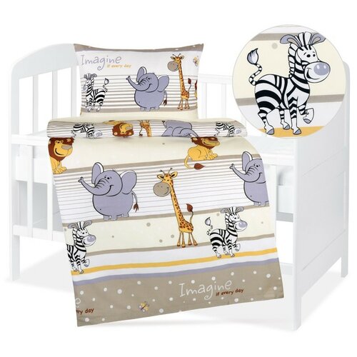 Bellatex Kinderbettwäsche aus Baumwolle Agáta Safari Beige, 90 x 135 cm, 45 x 60 cm