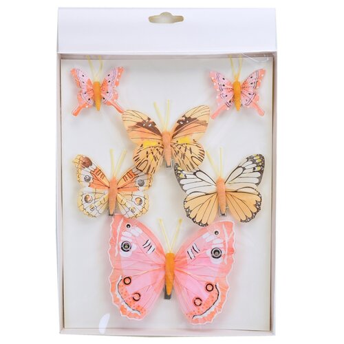 Komplet oranžných metuljčkov s kleščami, 6 kosov,mešana velikost
