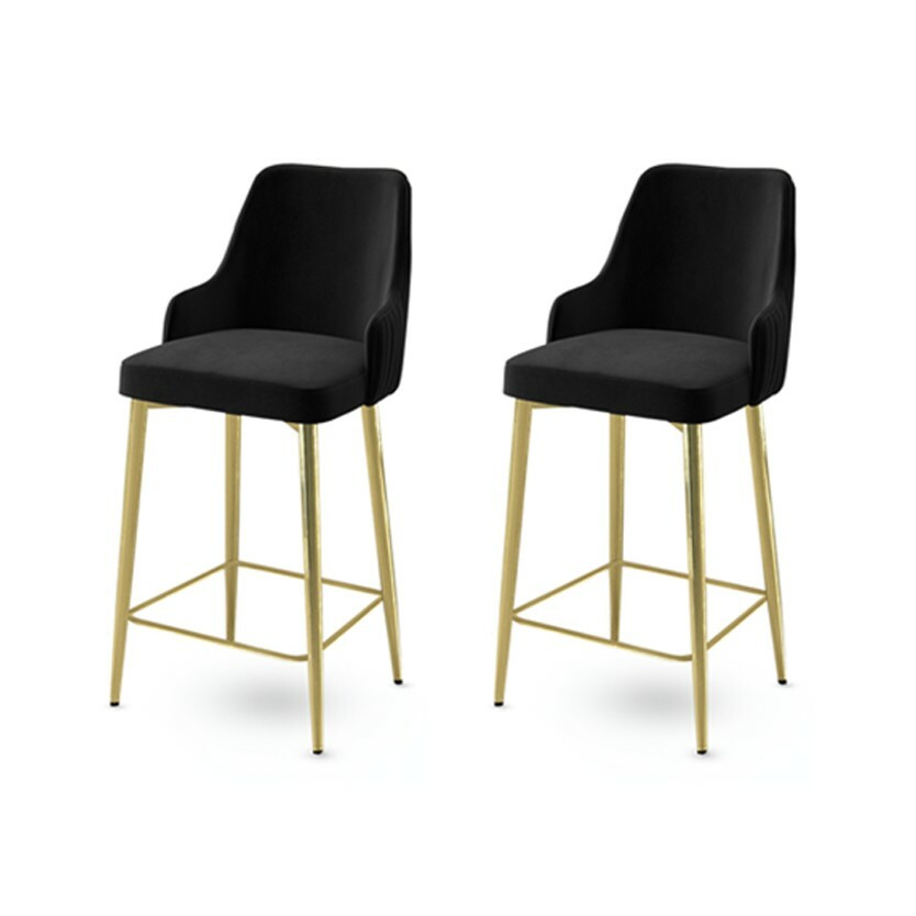 Sada barových židlí Enox Black and Gold, 2 ks, 2 ks