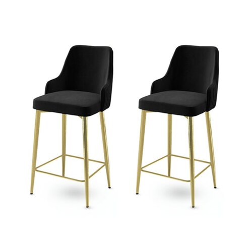 Súprava barových stoličiek Enox Black and Gold, 2 ks