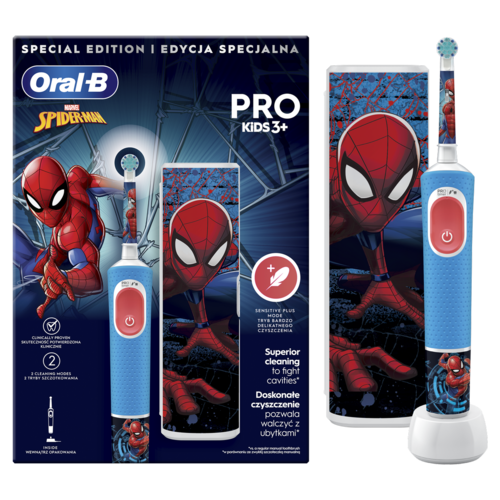 Oral-B Vitality Pro Kids Spiderman elektrický zubní kartáček s cestovním pouzdrem