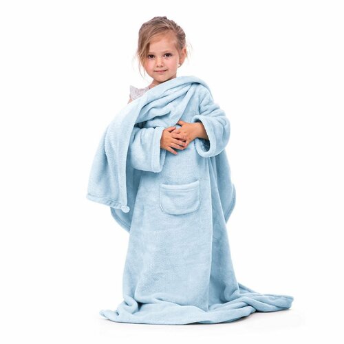 Decoking odeja z rokavi Lazy Kids modra, 90 x 105cm