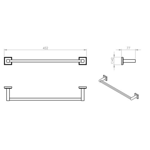 GEDY 692145 Colorado suport pentru prosoape 45 x 8cm, argintiu