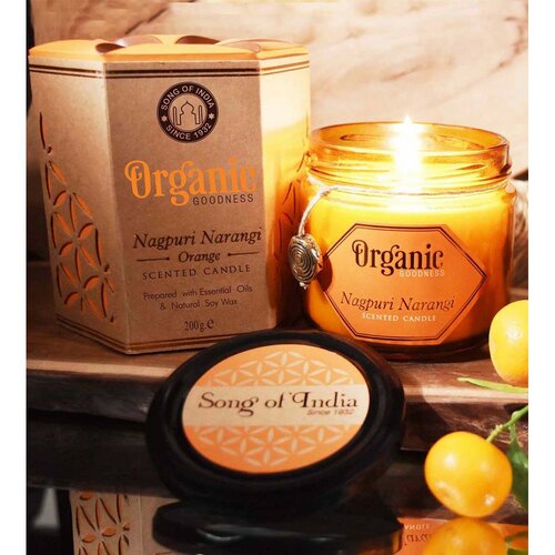 Přírodní vonná sojová svíčka Nagpuri Narangi - Orange 200 g v jantarovém skle