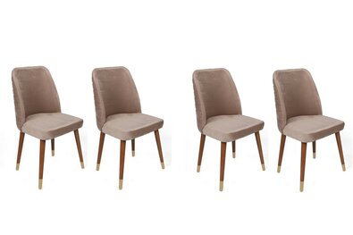 Hugo Beige and Walnut étkezőszék szett, 4 db