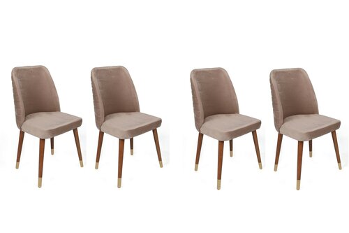 Esszimmerstuhl-Set Hugo Beige and Walnut, 4 Stück