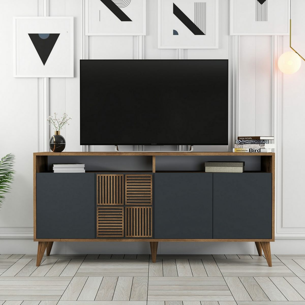 Skrinka Milan Walnut and Anthracite