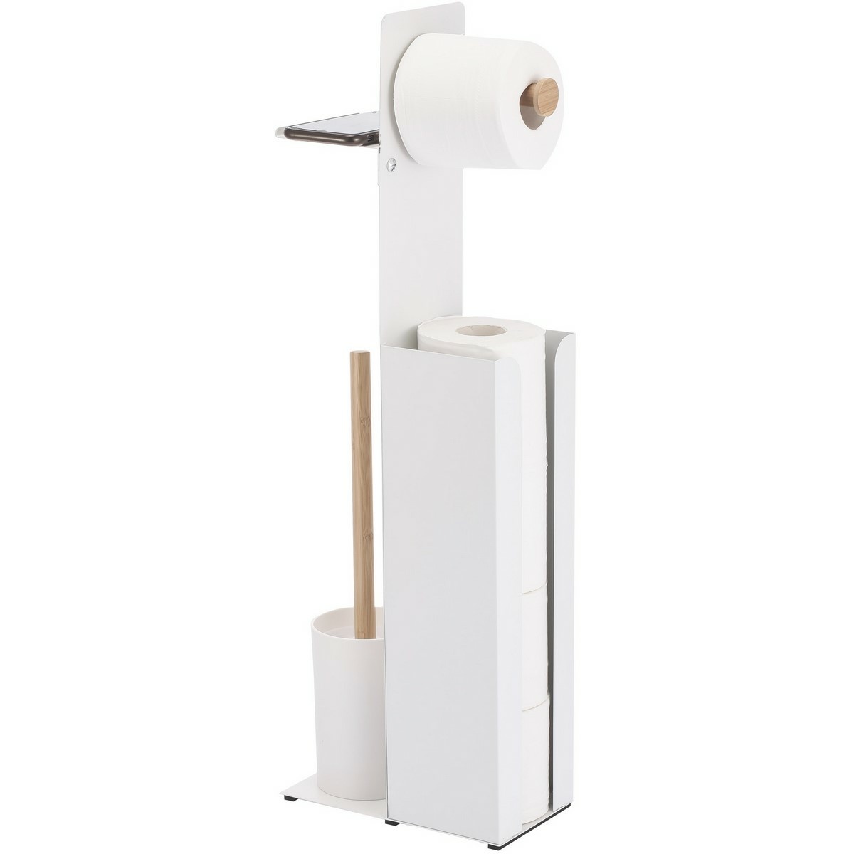Spirella Stojak na papier toaletowy ze szczotką i uchwytem Yoni 67 x 22 x 12 cm, biały