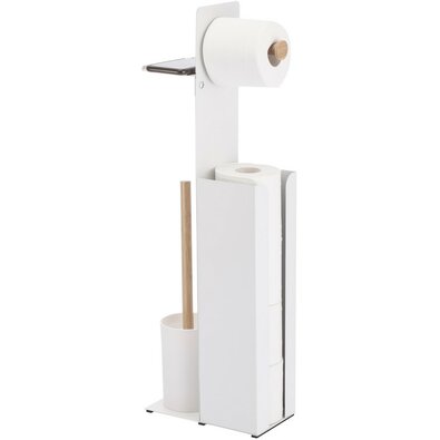 Spirella Suport pentru hârtie igienică cu perie și suport Yoni 67 x 22 x 12 cm, alb