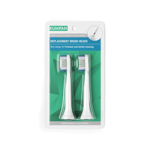 Kumpan Náhradné hlavice pre sonické zubné kefky pre prémiové a jemné čistenie, 2 ks
