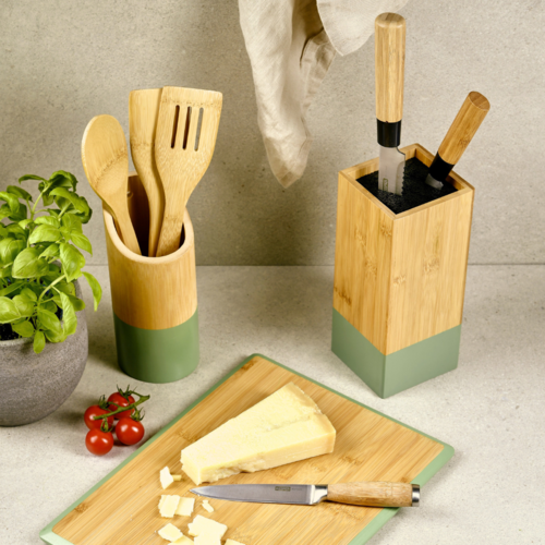 Kesper 58031 Bambusowy stojak na noże 10 x 10 x 23cm, zielony