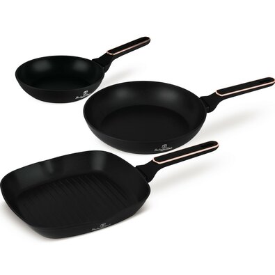 BerlingerHaus Set de tigăi cu suprafață din titan Black Rose, 3 buc.