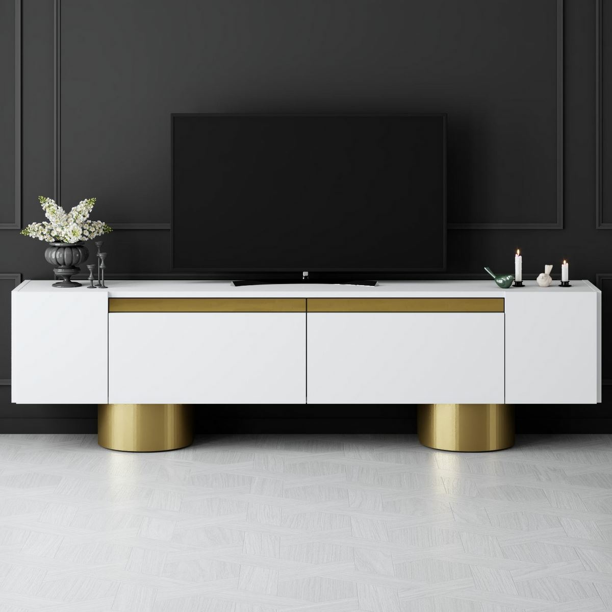 Televízny stolík Bohom White and Gold