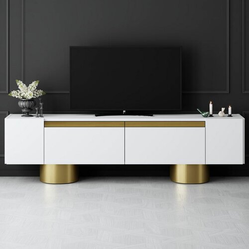 Stolik pod telewizor Bohem White and Gold