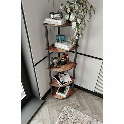 Regál Corner Walnut, 5 polic