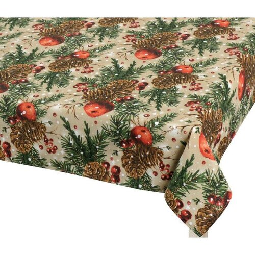 Bellatex Asztalterítő Karácsonyi tobozok és almák,70 x 70 cm