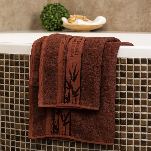 4Home Komplet Bamboo Premium kopalna brisača inbrisača temno rjava, 70 x 140 cm, 50 x 100 cm