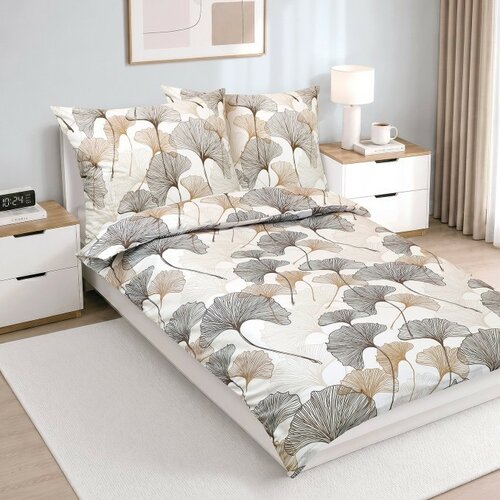 Bellatex Lenjerie de pat din bumbac Ginkgo bej,140 x 200 cm, 70 x 90 cm