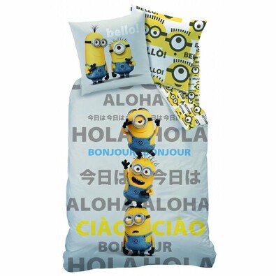Dziecięca pościel bawełniana Minionki Hola, 140 x 200 cm, 70 x 90 cm