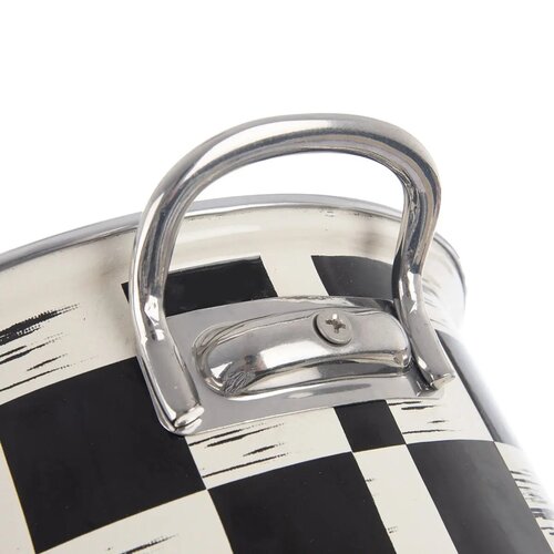 Orion Emaillierter Topf Schachbrett Rand, 3 l, Durchmesser 22 cm