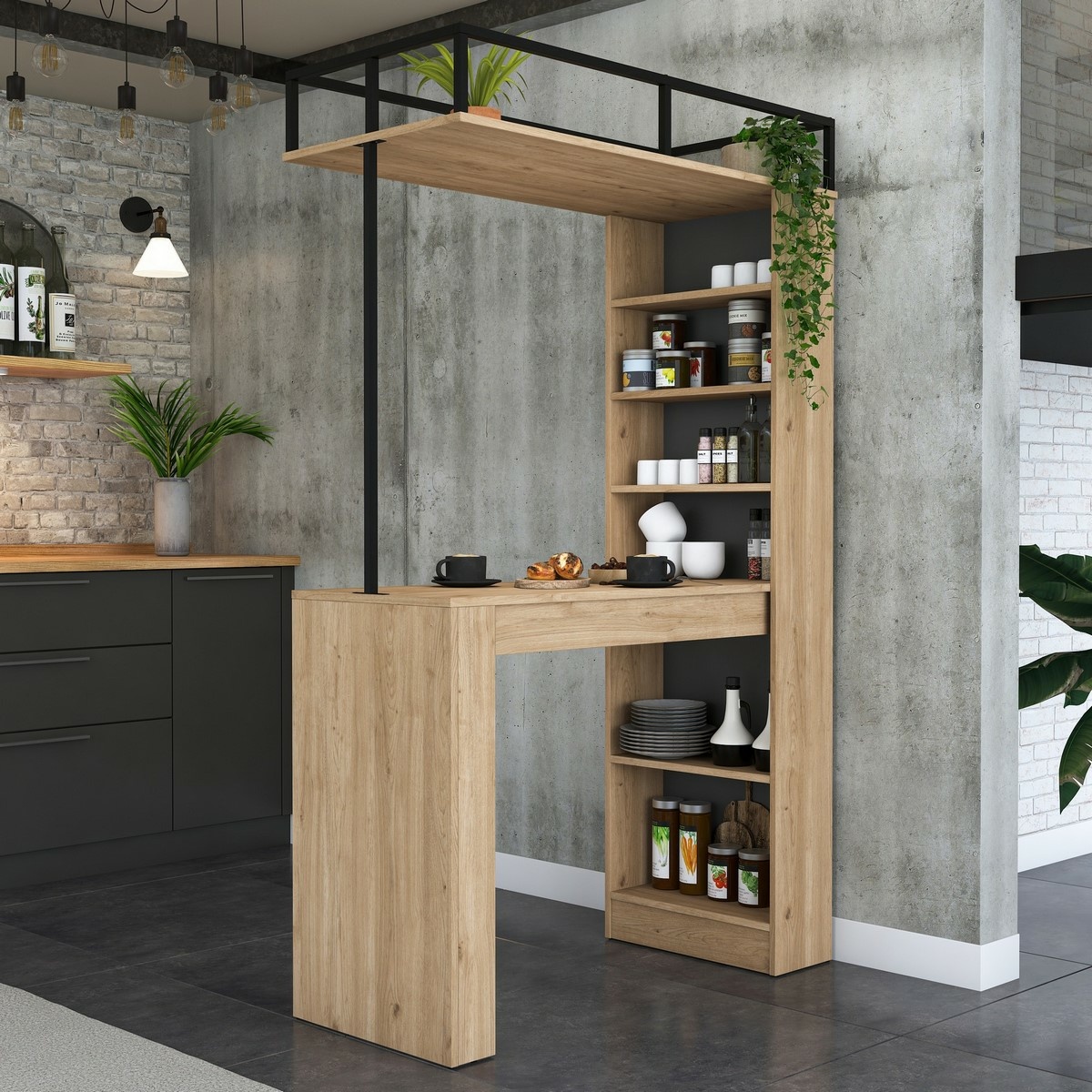 Barový stôl stôl Jany Walnut and Black