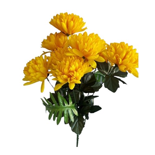 Umělý svazek Chryzantém, žlutá, výška 58 cm