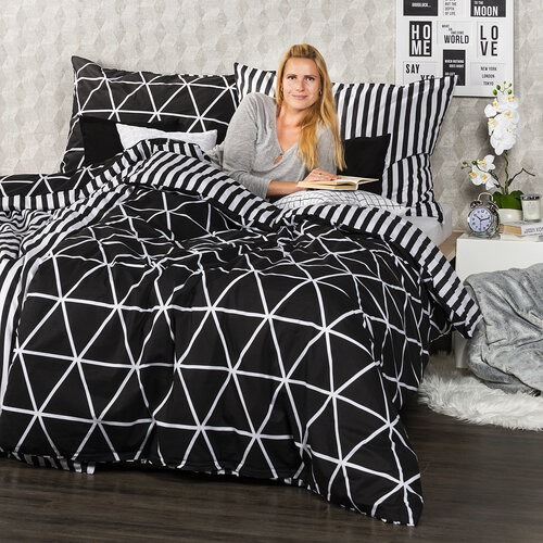 4Home Bombažno posteljnino Galaxy črna, 220 x 200cm, 2 kos 70 x 90 cm